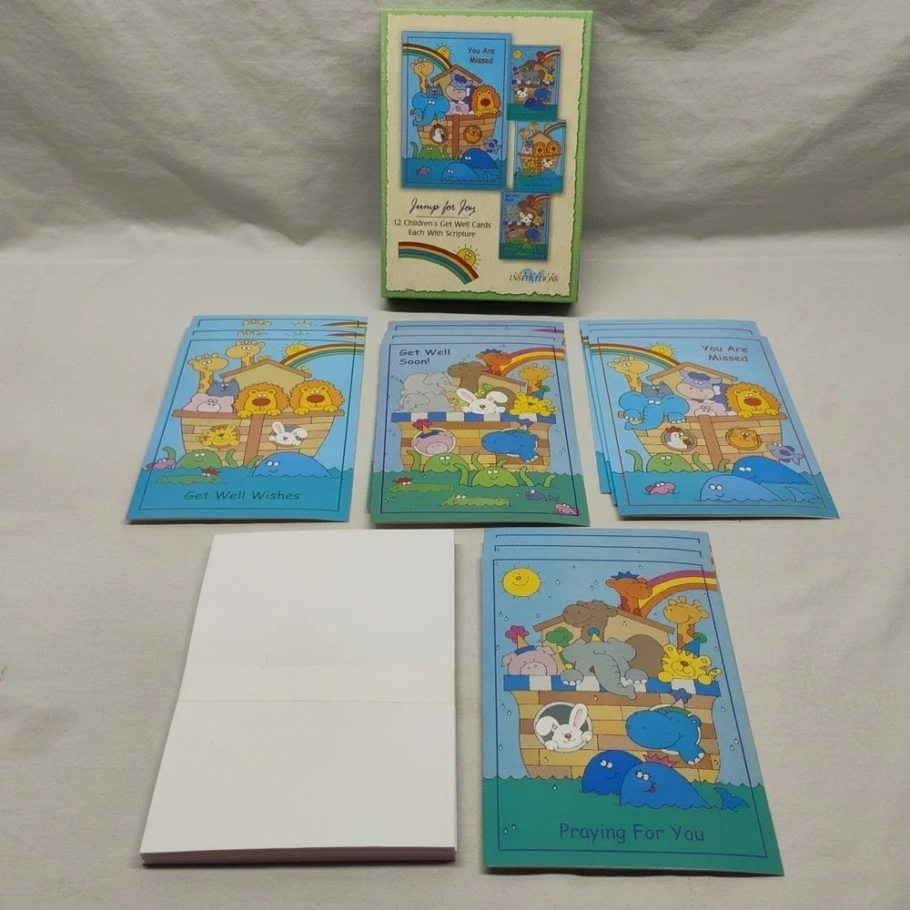 NOS Christian Inspirations Jump For Joy Childrens Get‎ Well 12 Cards Envelopes